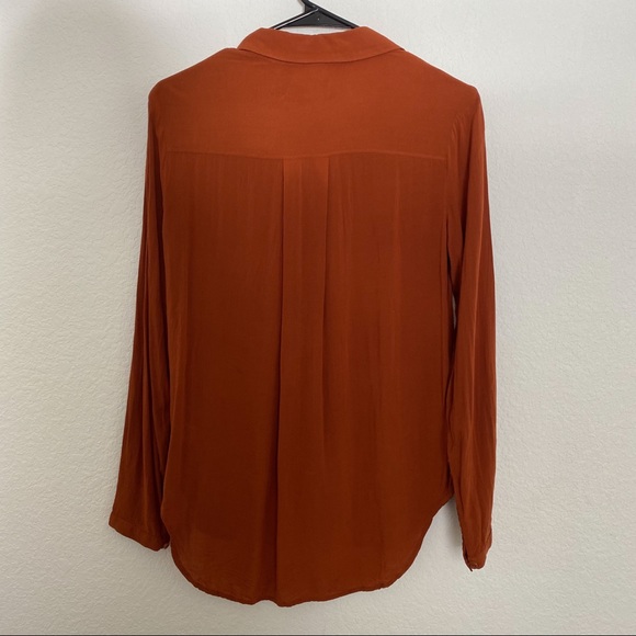 Anthropologie Cloth and Stone Burnt Orange Button Up Top - Picture 4 of 5